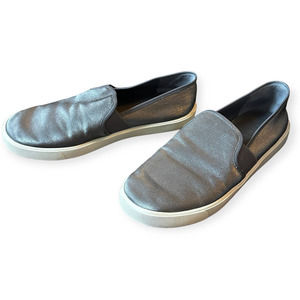 Vince Blair Metallic Gunmetal Gray Silver Slip On Sneakers Shoes Size 7.5